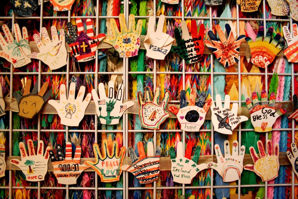 colorful drawings on wall